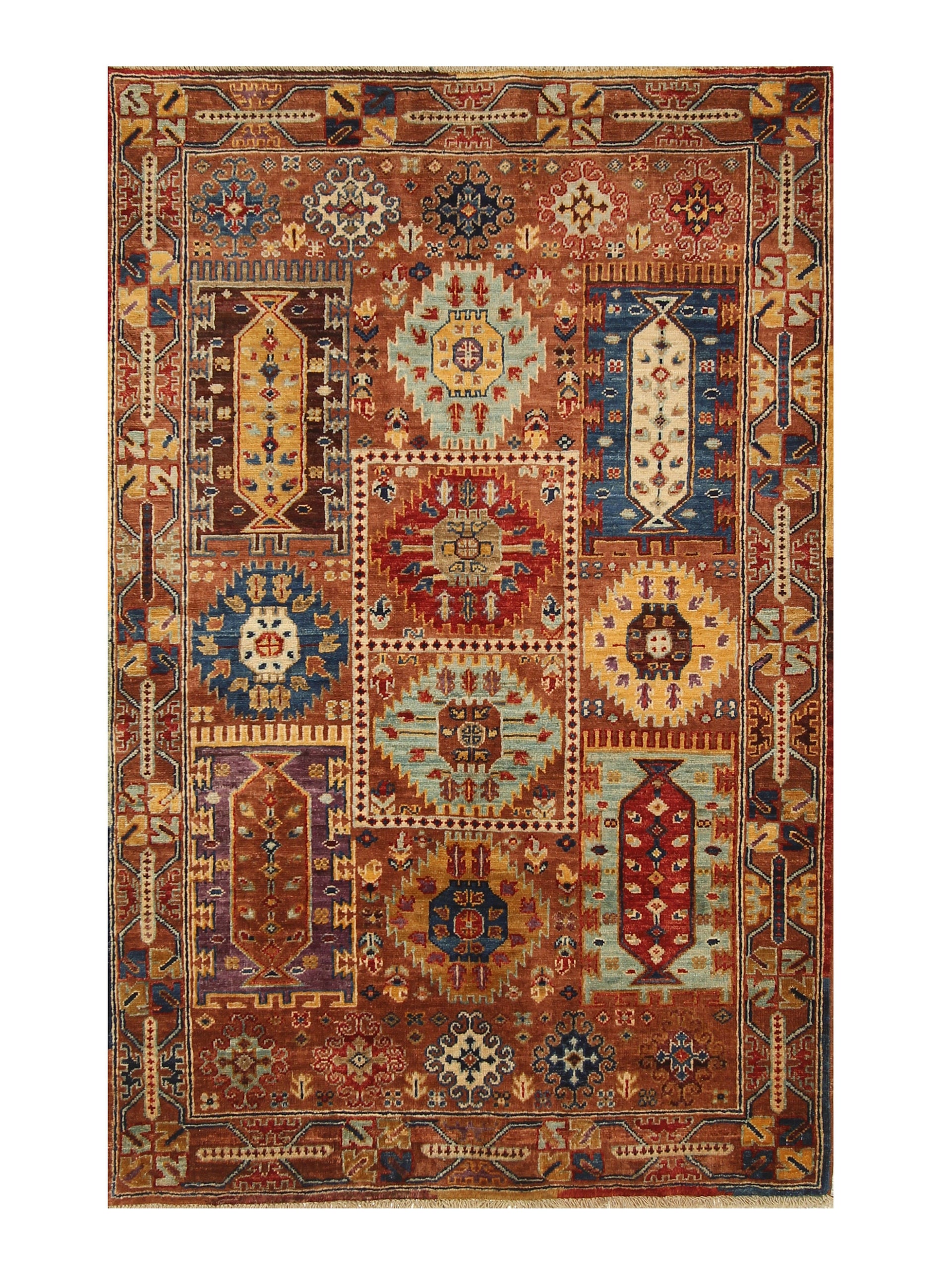 3x5 Brown Baluch Tribal Afghan Hand knotted wool Boho Rug - Yildiz Rugs