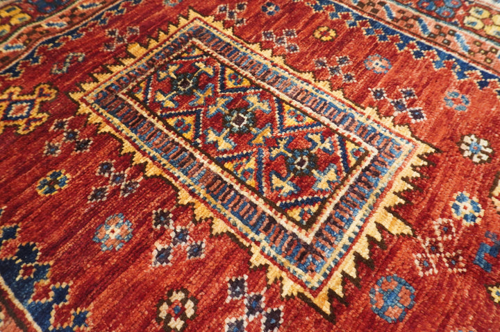 3x4 Tribal Baluch Red Afghan Hand knotted Area Rug - Yildiz Rugs