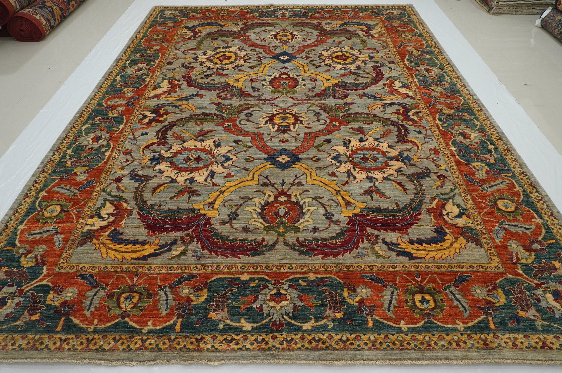 9x12 Gray Polonaise Afghan Hand knotted Oriental Transitional Rug - Yildiz Rugs