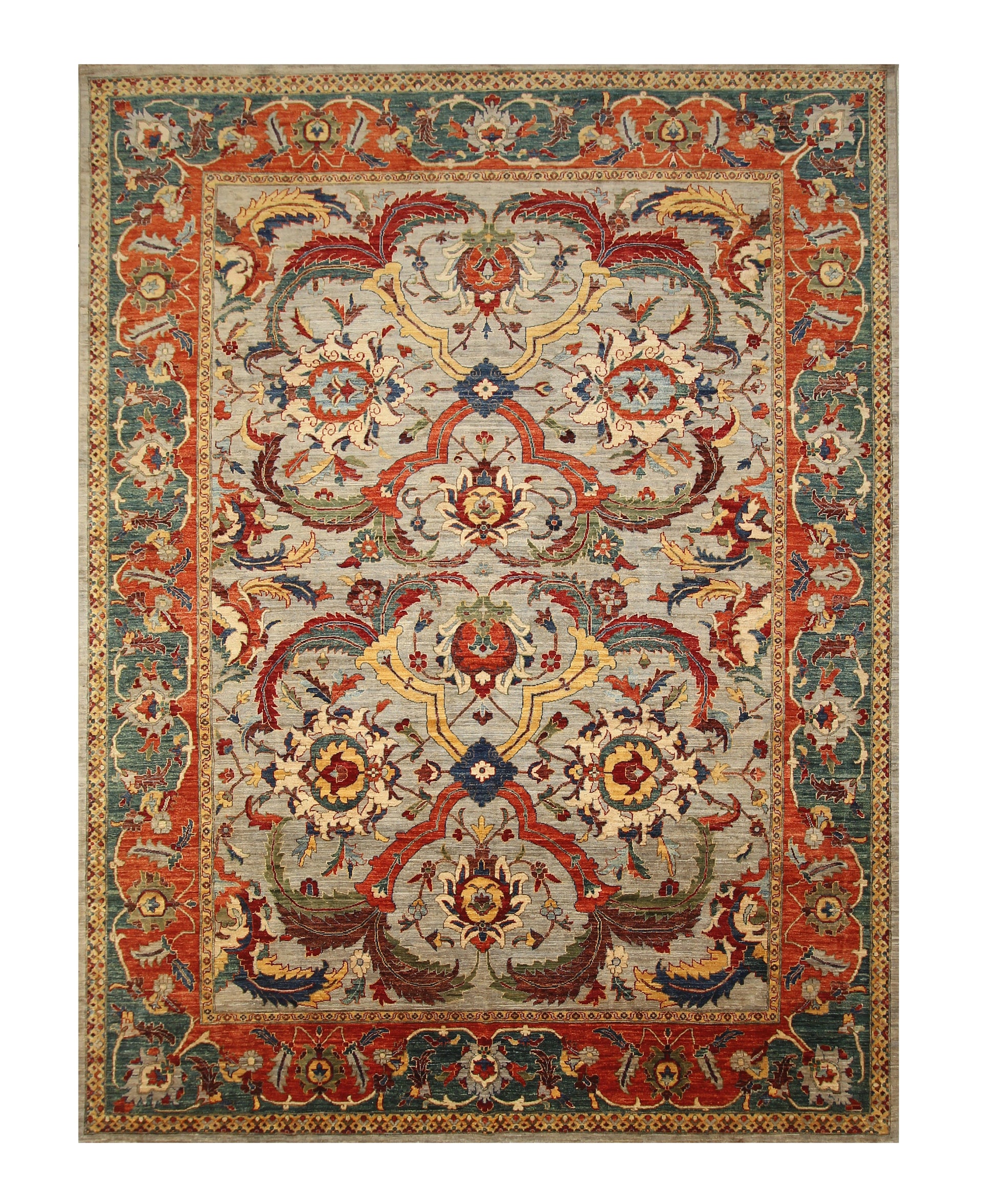 9x12 Gray Polonaise Afghan Hand knotted Oriental Transitional Rug - Yildiz Rugs