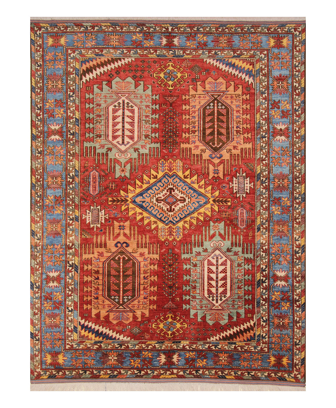 6x8 Red Baluch Traditional Afghan Hand Knotted wool & wool Rug - Yildiz Rugs