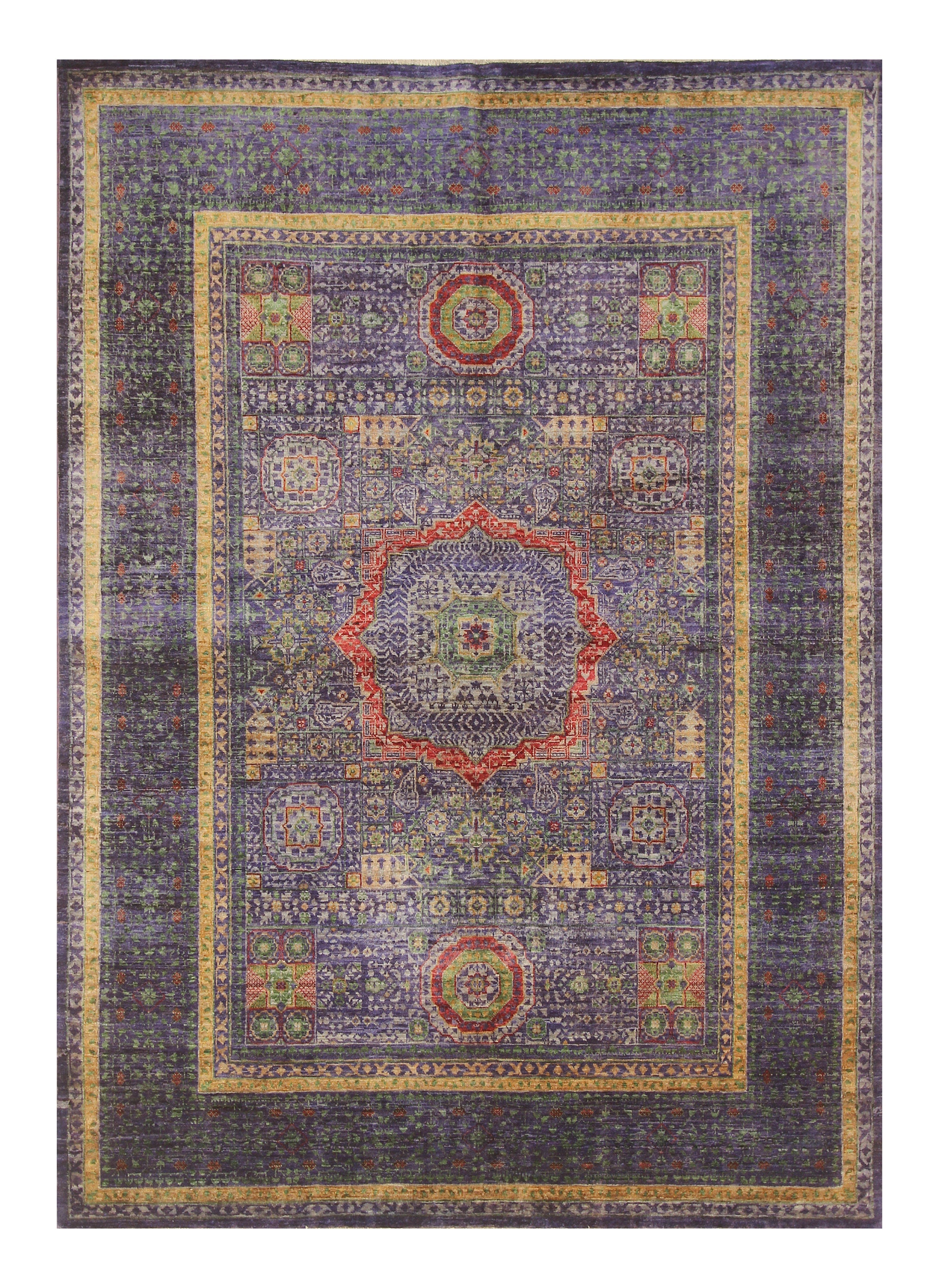 5x7 Turquoise Purple Mamluk Hand knotted Turkish Rug - Yildiz Rugs