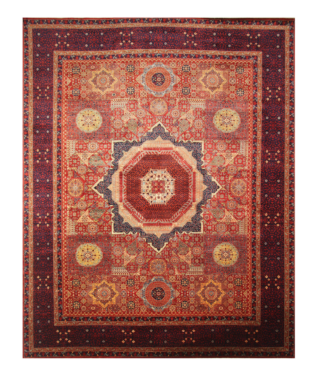 12x15 Deep Red Mamluk Hand knotted Wool Turkish Medallion Rug - Yildiz Rugs