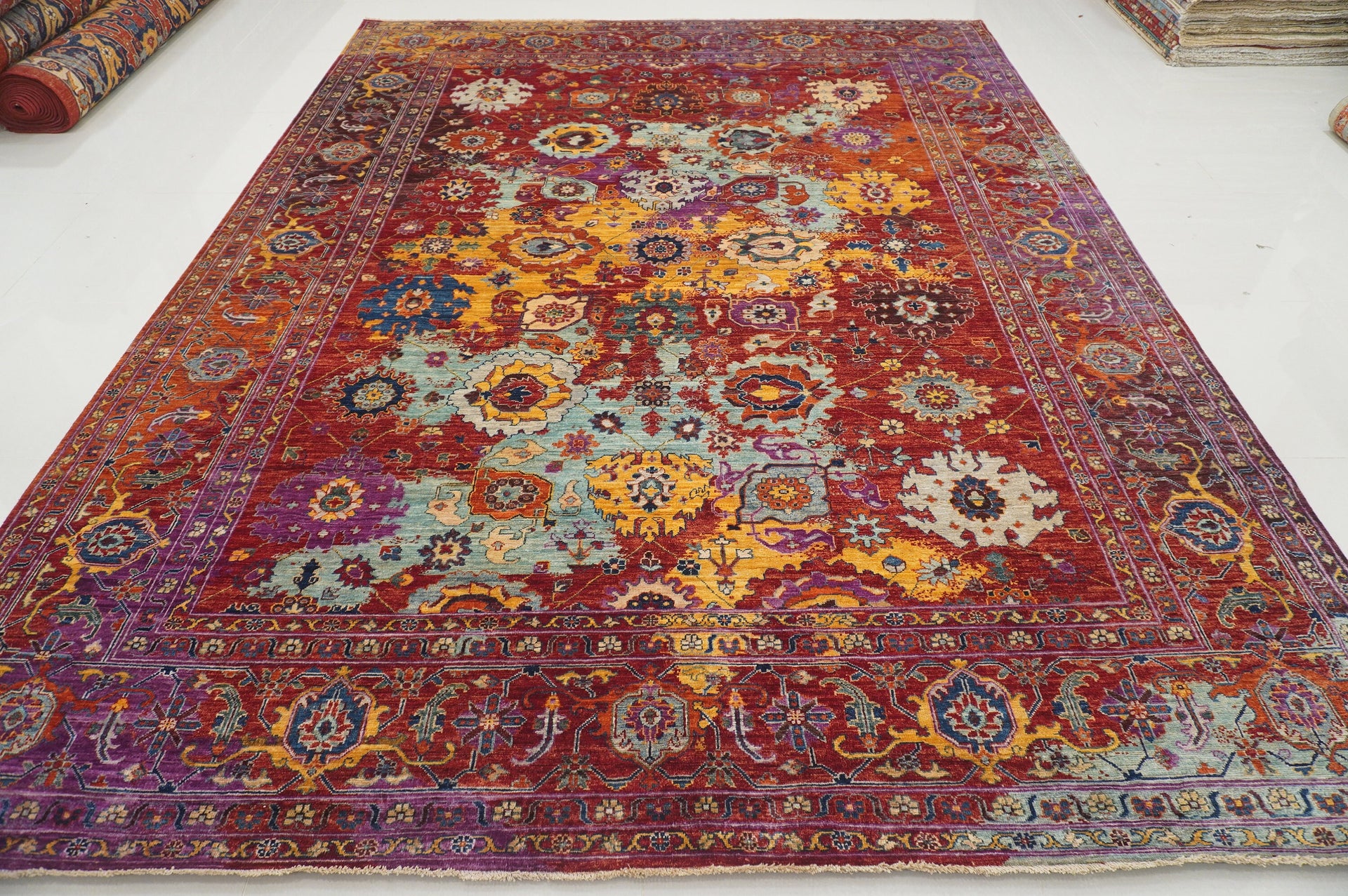 9x12 Red Modern Bidjar Afghan Hand knotted Rug - Yildiz Rugs