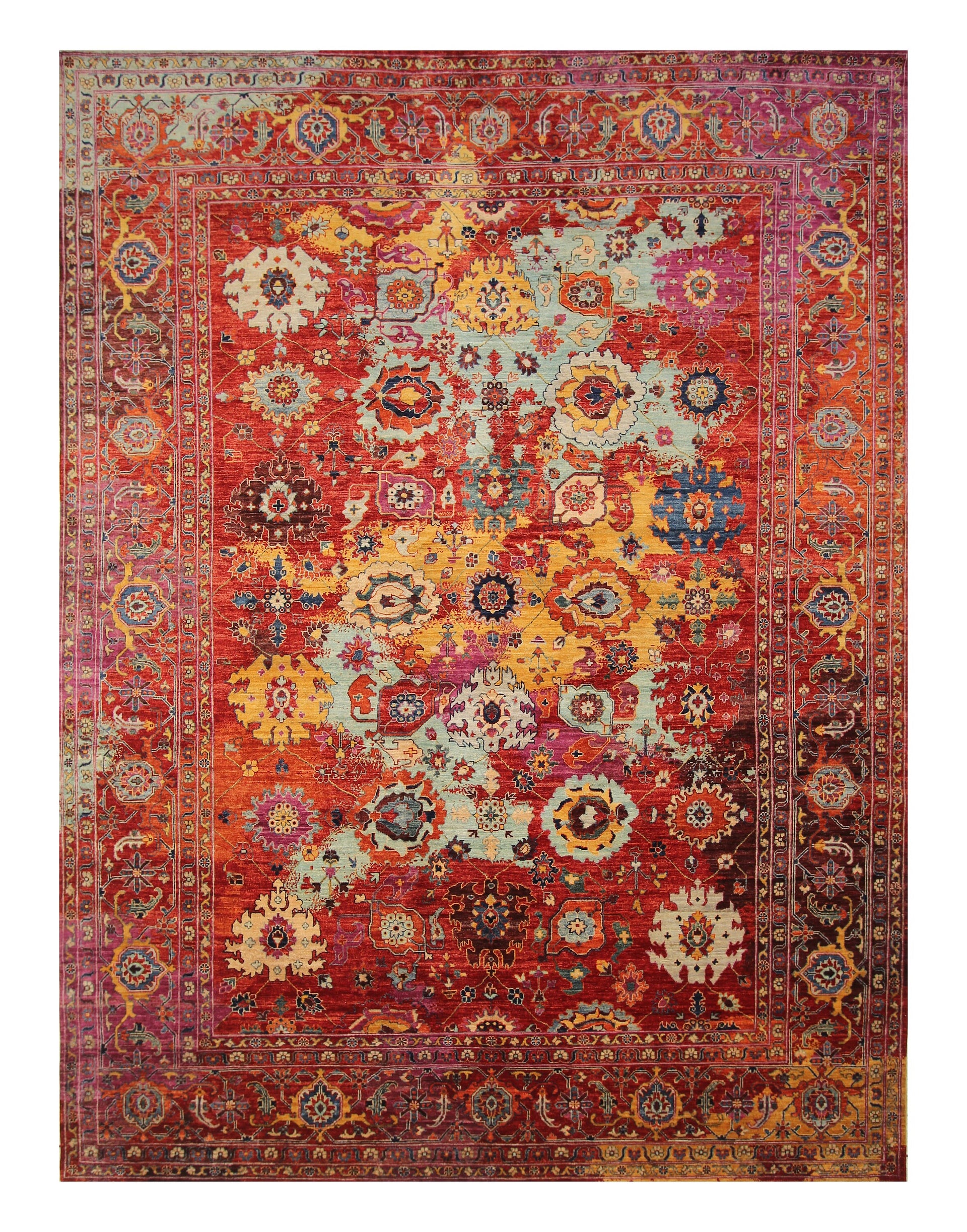 9x12 Red Modern Bidjar Afghan Hand knotted Rug - Yildiz Rugs