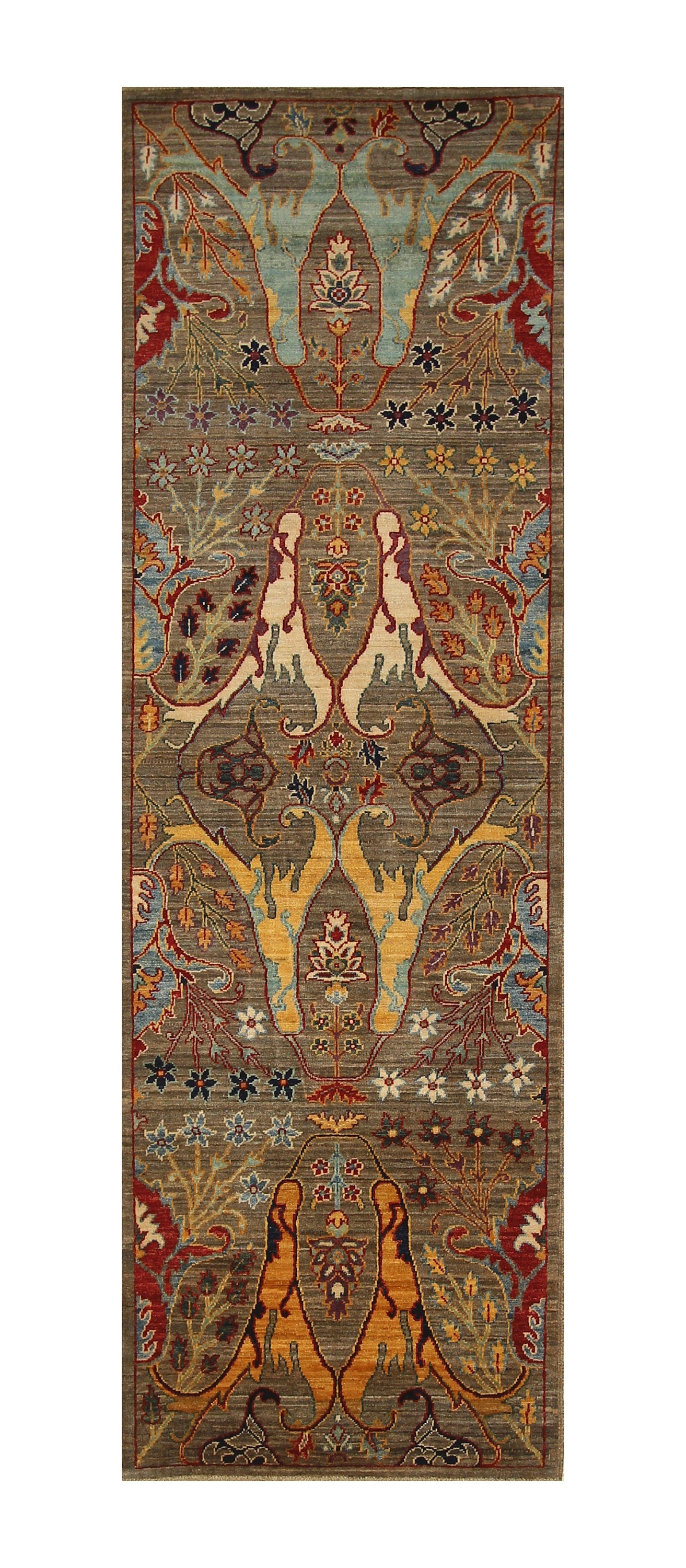 8 ft Bidjar Gray Afghan Hand knotted Oriental runner rug - Yildiz Rugs
