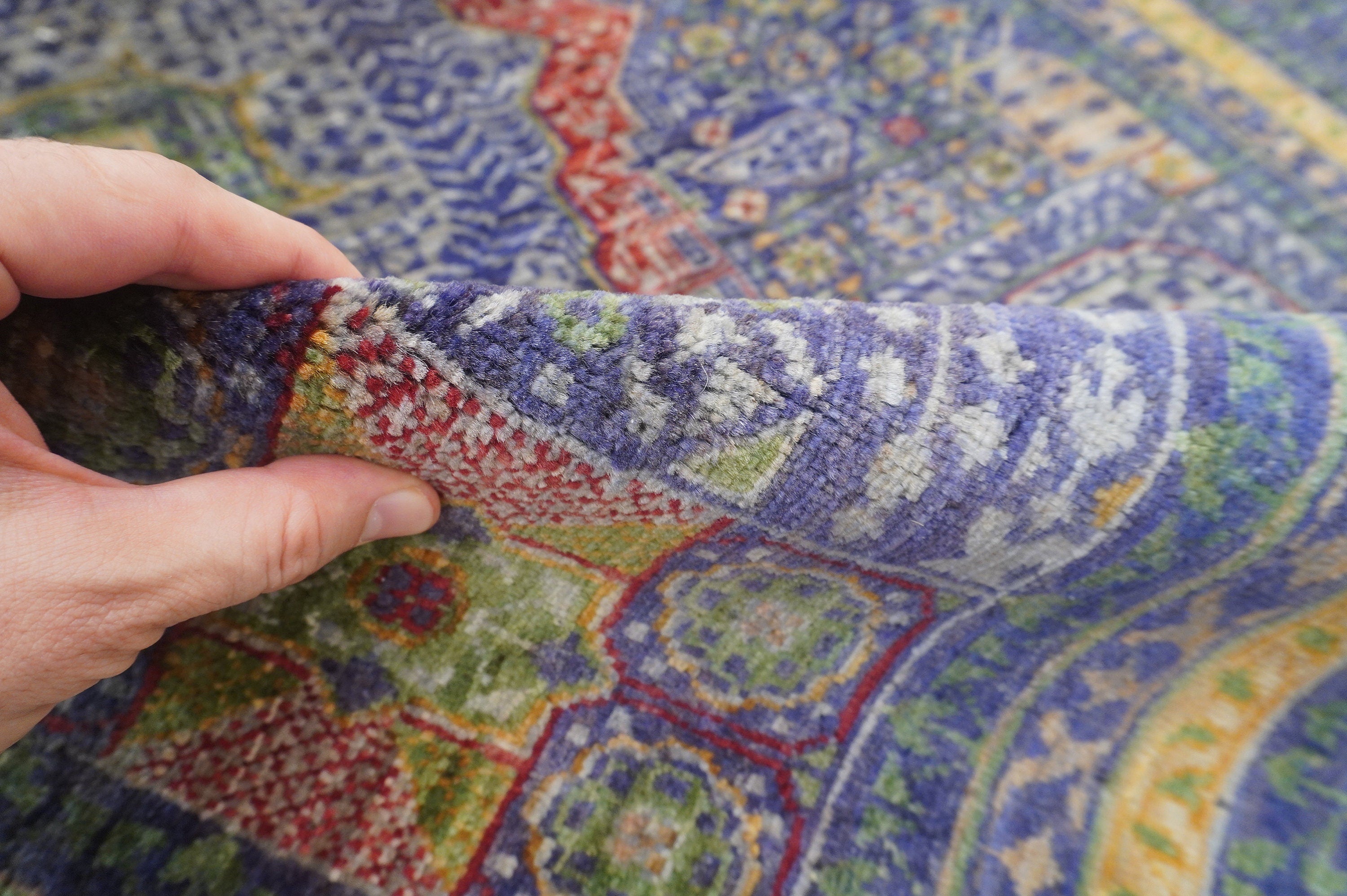 5x7 Turquoise Purple Mamluk Hand knotted Turkish Rug - Yildiz Rugs