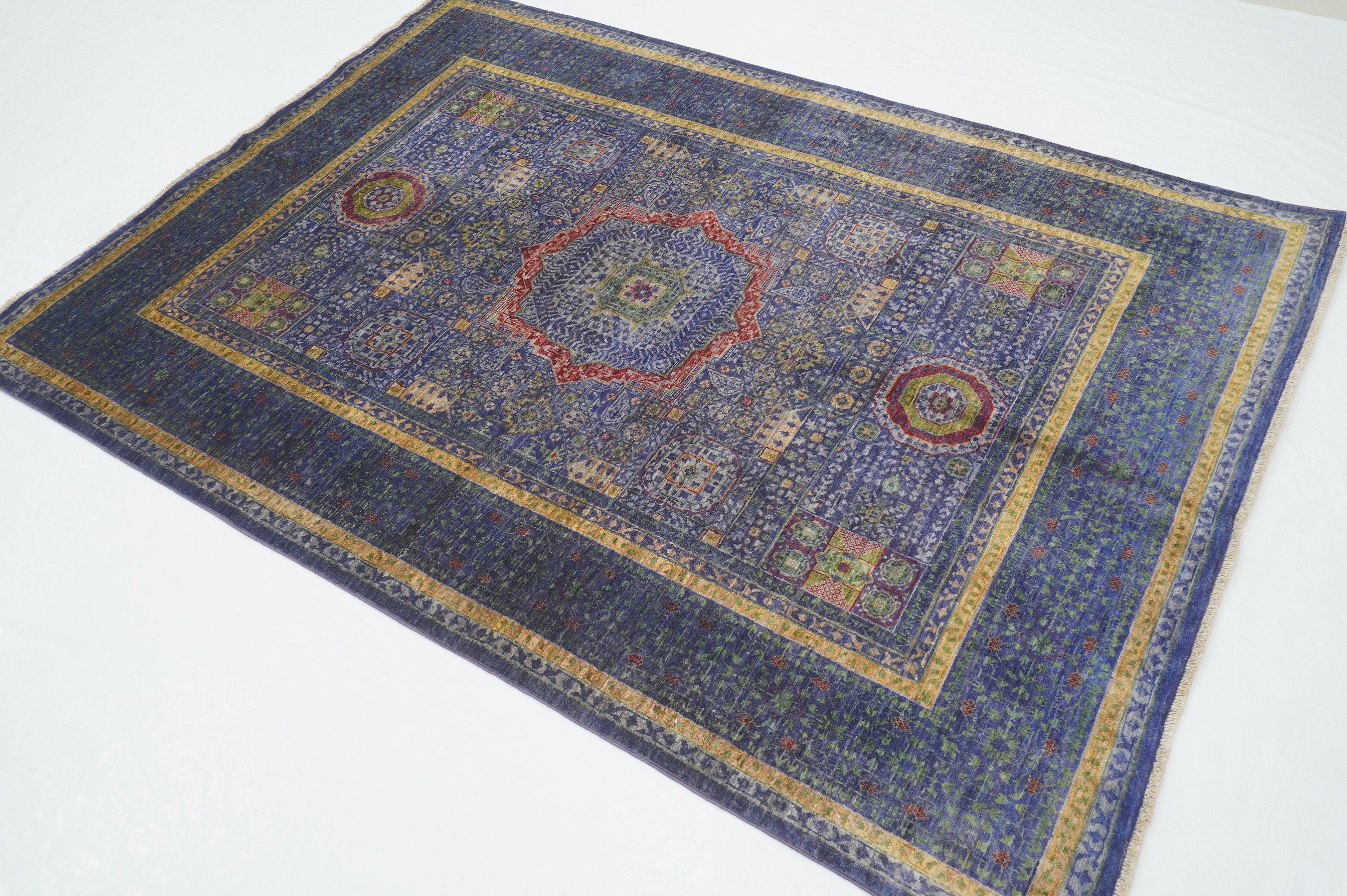 5x7 Turquoise Purple Mamluk Hand knotted Turkish Rug - Yildiz Rugs