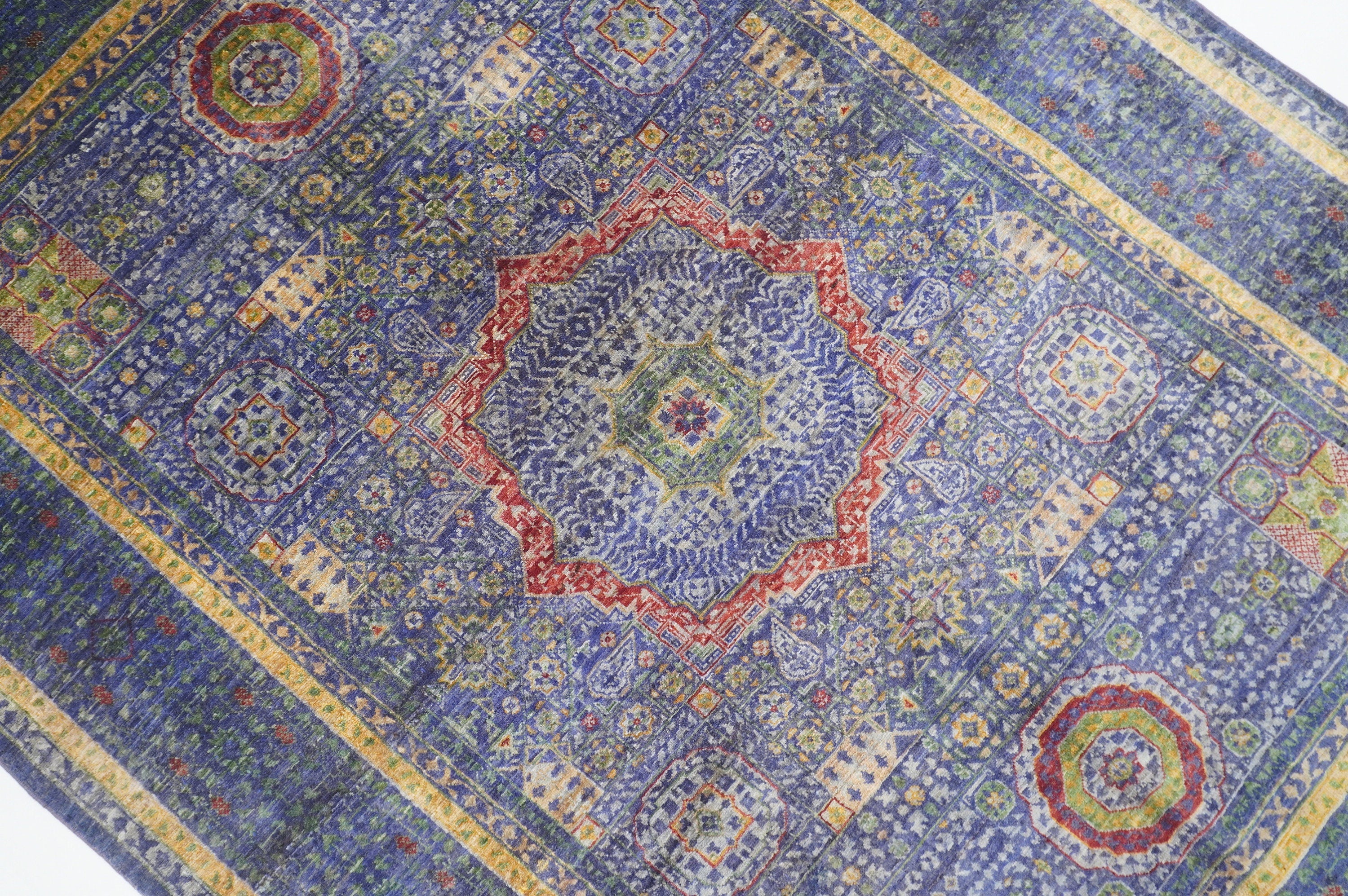 5x7 Turquoise Purple Mamluk Hand knotted Turkish Rug - Yildiz Rugs