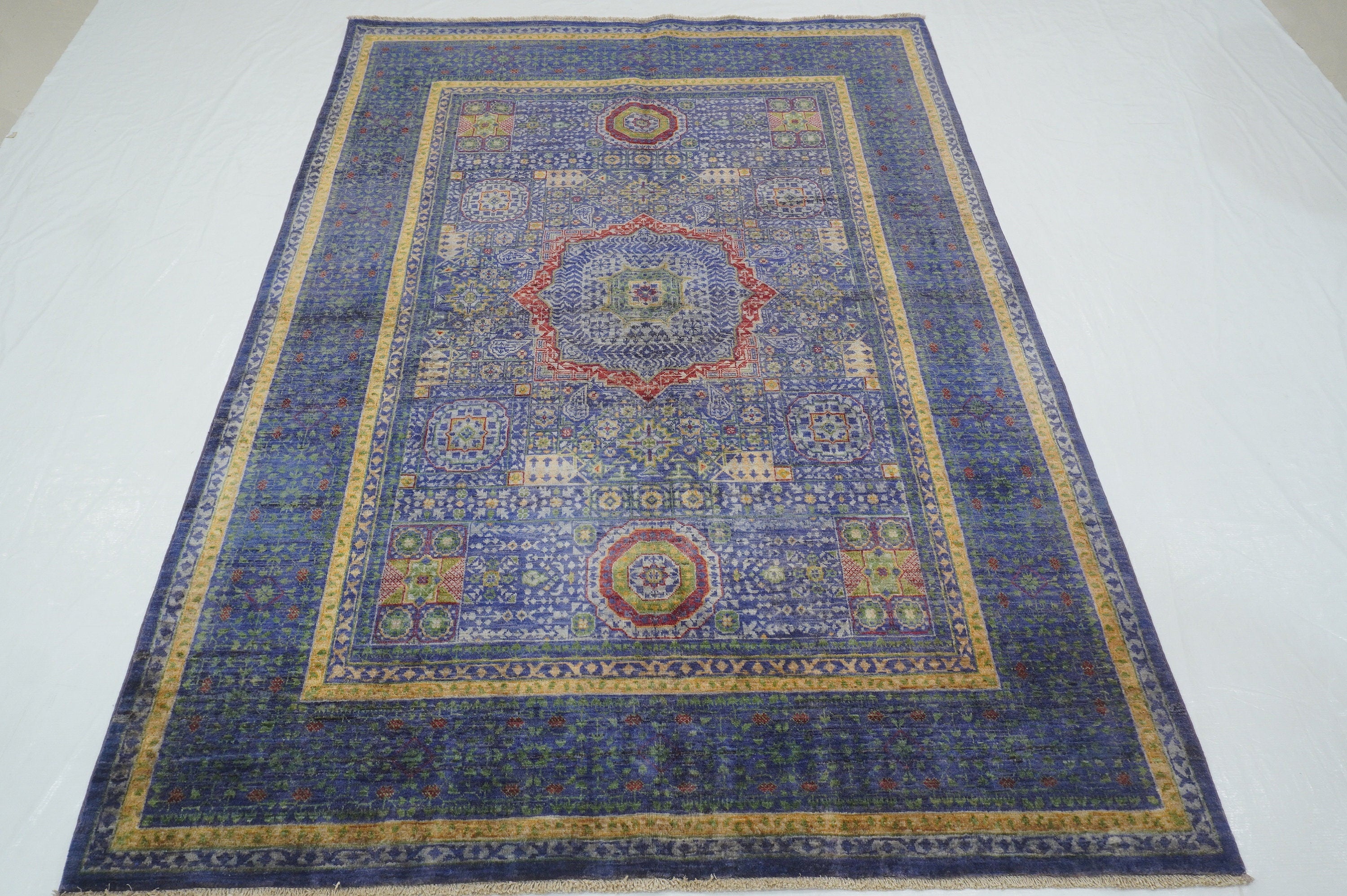 5x7 Turquoise Purple Mamluk Hand knotted Turkish Rug - Yildiz Rugs