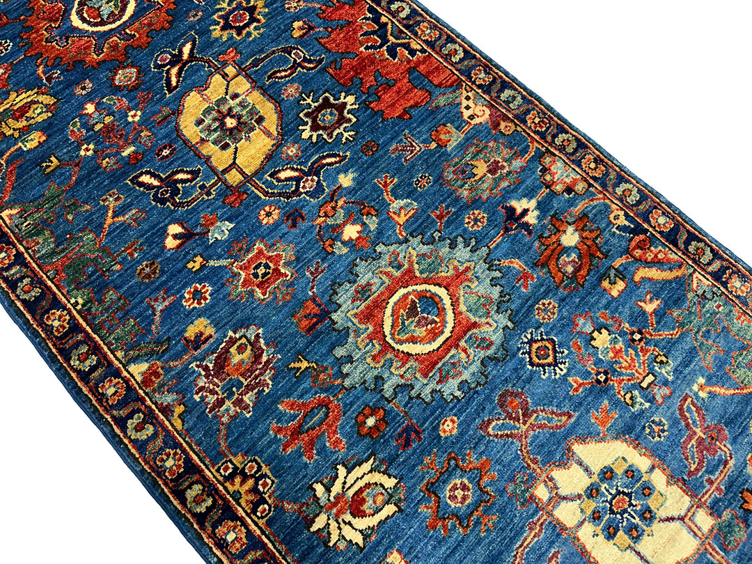 14 Ft Bidjar Dark Blue Afghan hand knotted Oriental Runner Rug - Yildiz Rugs