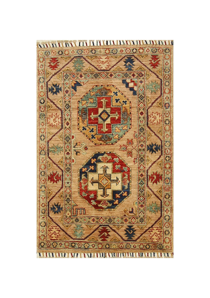 3x4 Beige Ersari Afghan Hand knotted Oriental Rug - Yildiz Rugs