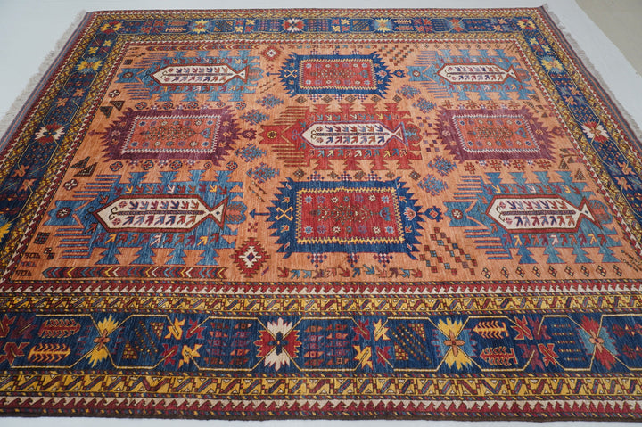 8x10 Brown Baluch Traditional Afghan Hand Knotted wool & wool Rug - Yildiz Rugs