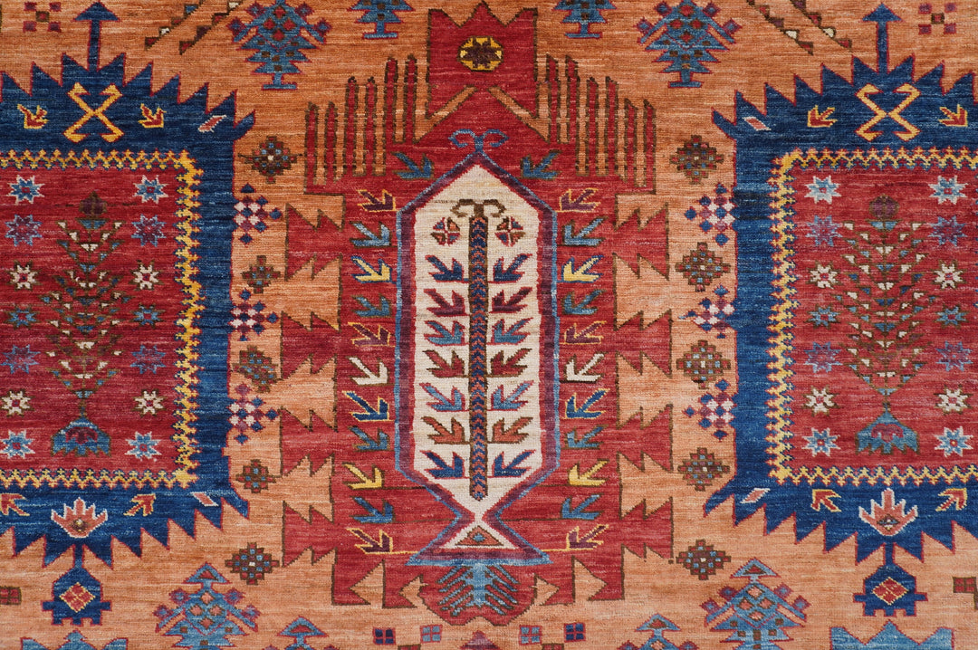 8x10 Brown Baluch Traditional Afghan Hand Knotted wool & wool Rug - Yildiz Rugs