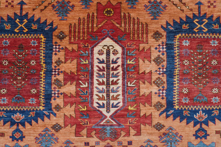 8x10 Brown Baluch Traditional Afghan Hand Knotted wool & wool Rug - Yildiz Rugs