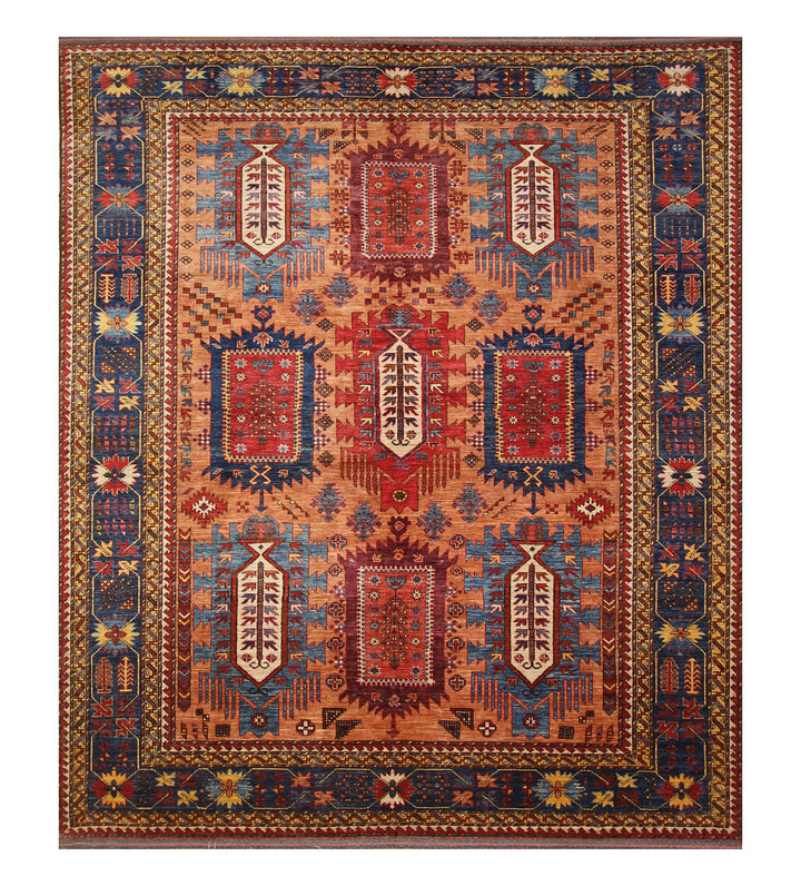 8x10 Brown Baluch Traditional Afghan Hand Knotted wool & wool Rug - Yildiz Rugs