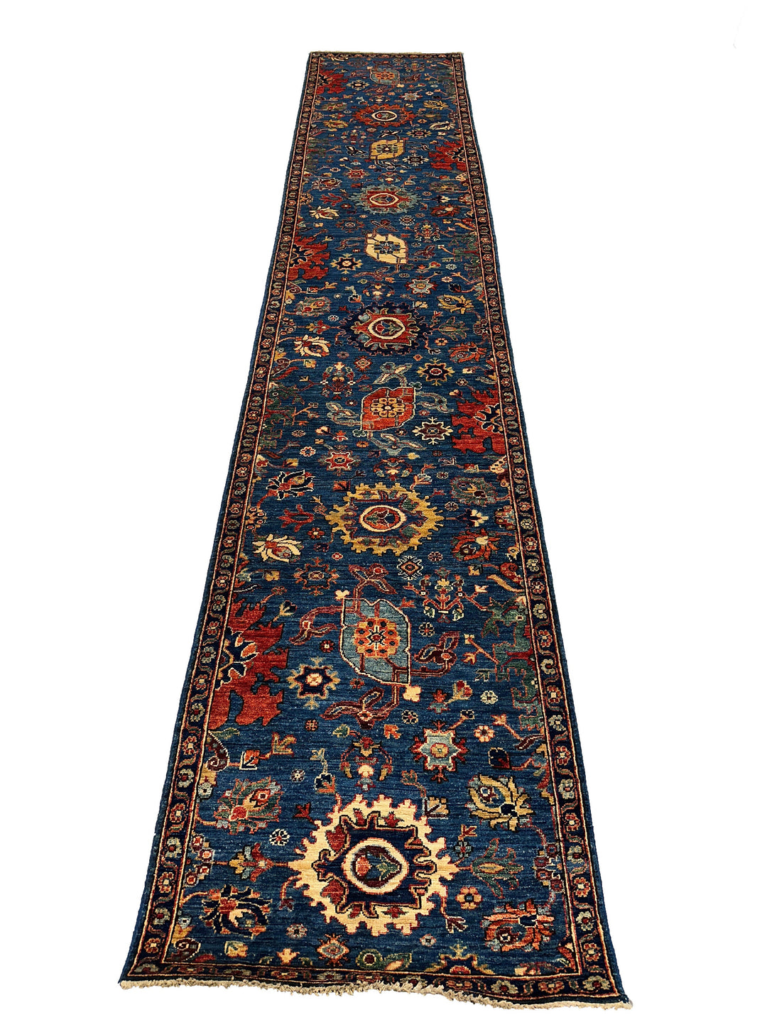 14 Ft Bidjar Dark Blue Afghan hand knotted Oriental Runner Rug - Yildiz Rugs