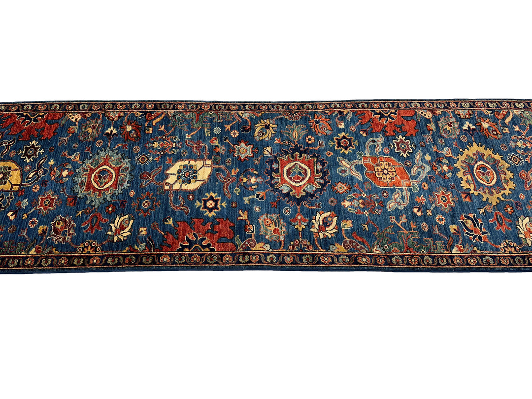 14 Ft Bidjar Dark Blue Afghan hand knotted Oriental Runner Rug - Yildiz Rugs