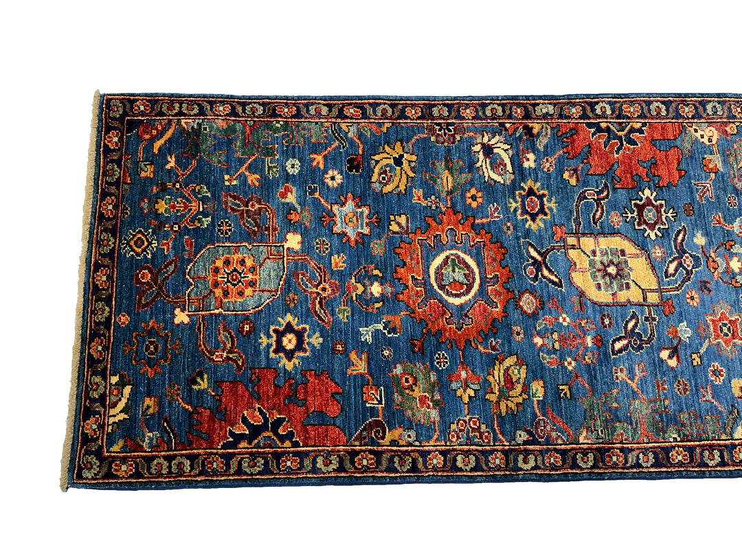 14 Ft Bidjar Dark Blue Afghan hand knotted Oriental Runner Rug - Yildiz Rugs