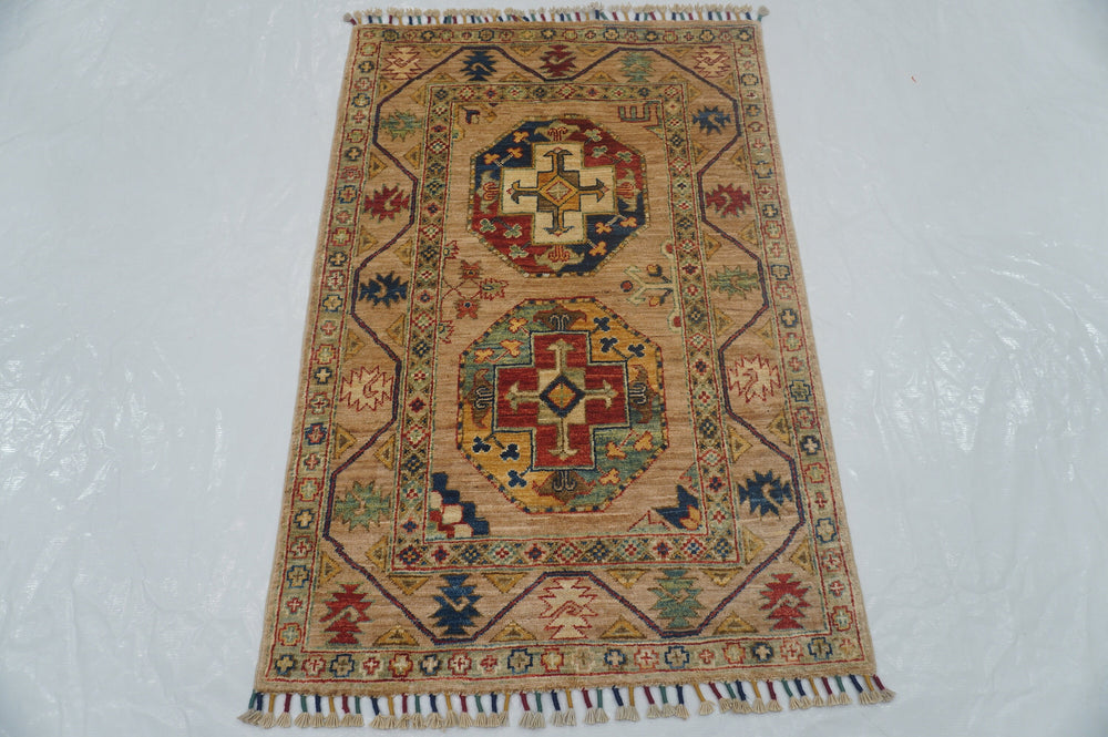 3x4 Beige Ersari Afghan Hand knotted Oriental Rug - Yildiz Rugs