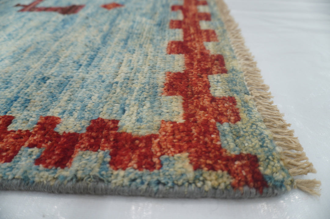 5x5 Blue Gabbeh Afghan Hand knotted Square Rug - Yildiz Rugs