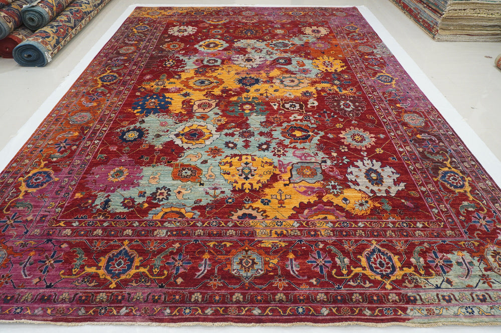 10x14 Red Modern Bidjar Multicolor Hand knotted Rug - Yildiz Rugs