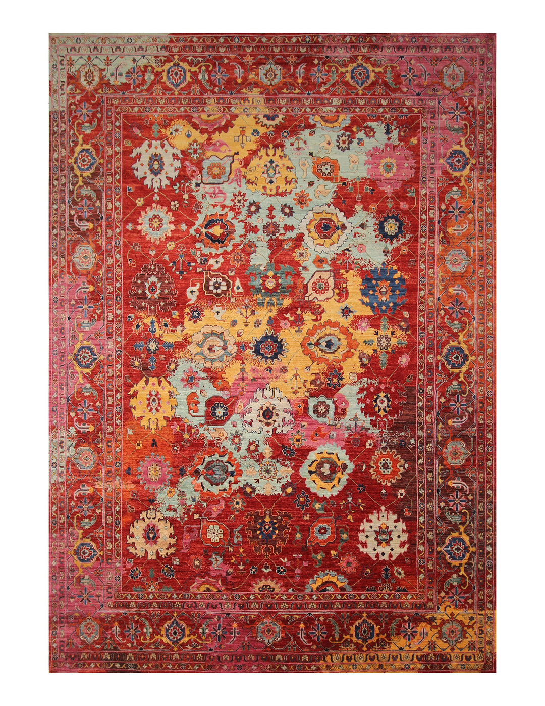 10x14 Red Modern Bidjar Multicolor Hand knotted Rug - Yildiz Rugs