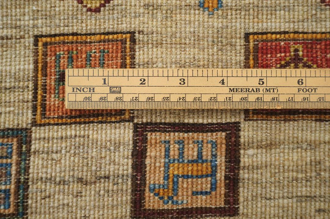 10 ft Brown Gabbeh Kashkuli Afghan Hand knotted runner rug - Yildiz Rugs