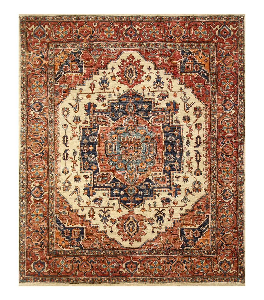 8x10 Red Heriz Afghan Hand knotted Vintage Oriental Medallion Rug - Yildiz Rugs