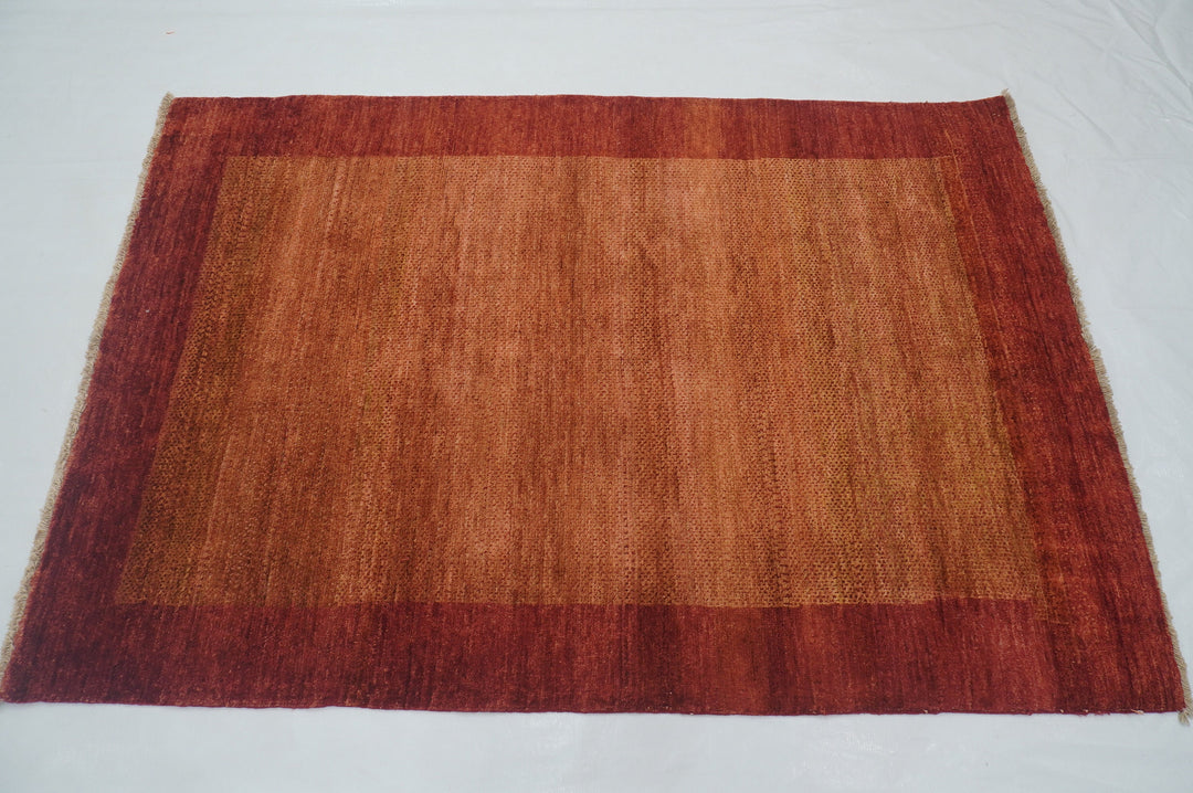 4x6 Gabbeh Afghan Red Orange Modern Abstract Hand Knotted Wool Rug