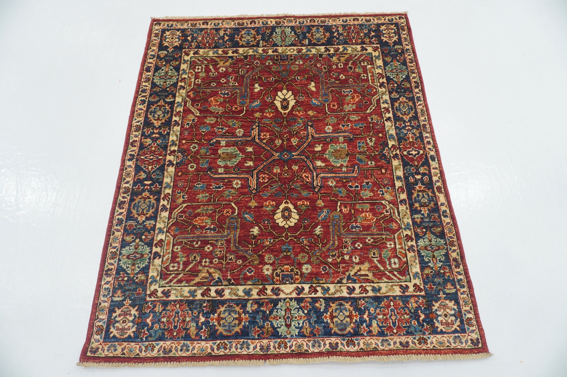 4x5 Red Bidjar Oriental Afghan Hand knotted Rug - Yildiz Rugs