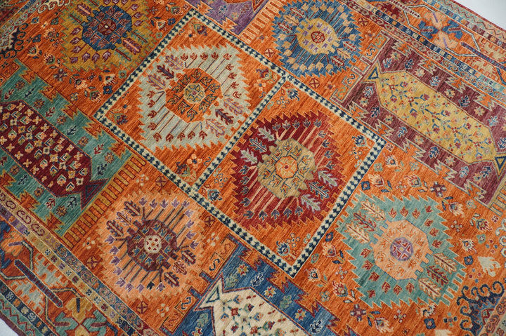 7 x 9 ft Orange Baluch Afghan Hand Knotted Tribal Bohemian Rug - Yildiz Rugs