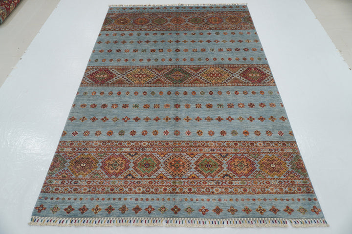 6x8 Soft Blue Afghan Tribal Hand knotted Gabbeh Rug