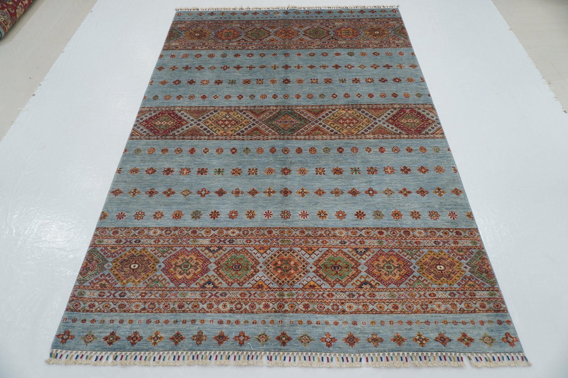 6x8 Soft Blue Afghan Tribal Hand knotted Gabbeh Rug - Yildiz Rugs