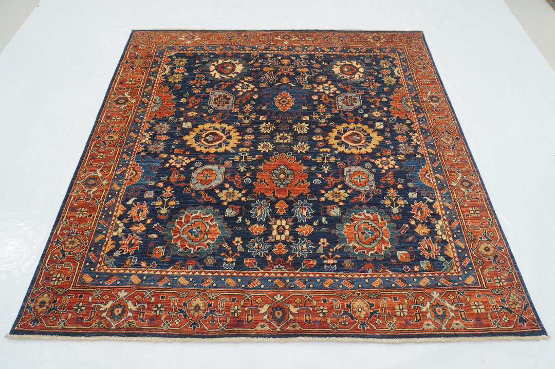 6x6 Navy Blue Bidjar Square Afghan Hand knotted Rug - Yildiz Rugs