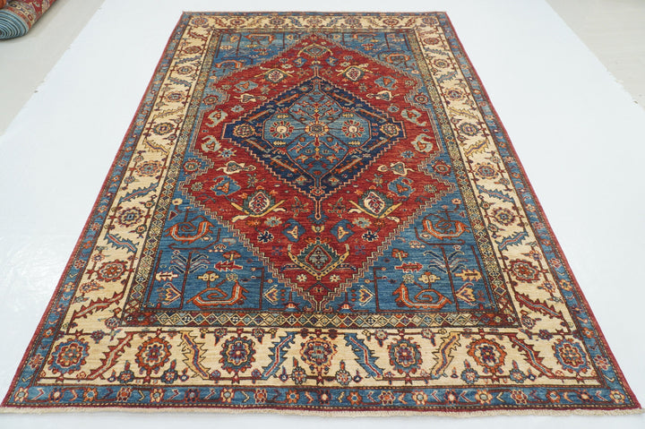 6x9 Red Serapi Afghan Hand knotted Oriental Medallion Rug - Yildiz Rugs