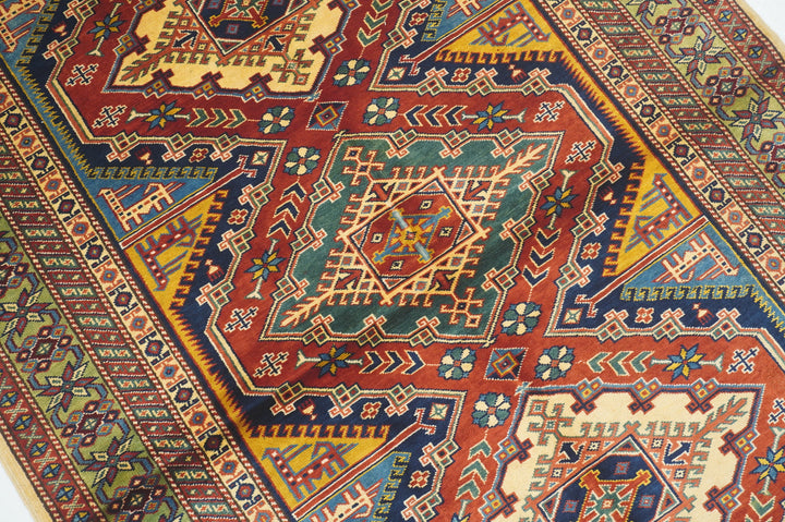 4 x 6 Red Afghan Shirvan Vintage  Hand knotted Wool Rug - Yildiz Rugs