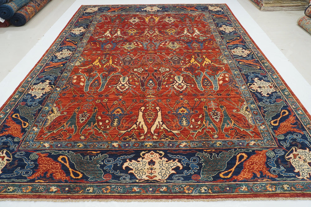 9x12 Red Bidjar Afghan Hand knotted Wool Oriental Rug - Yildiz Rugs