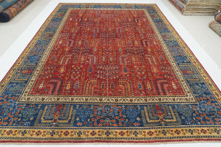 9x12 Red Bakhshaish Tribal Afghan Hand knotted Rug