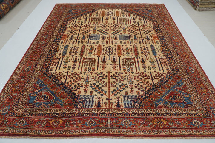 8x10 Beige Tribal Bakhshaish Afghan Hand knotted Tree of Life oriental Rug - Yildiz Rugs