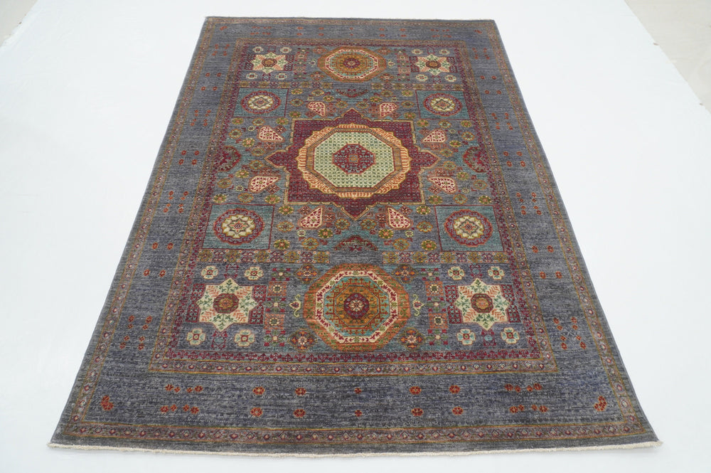 5x7 Blueish Gray Mamluk Fine Hand knotted Turkish Rug - Yildiz Rugs