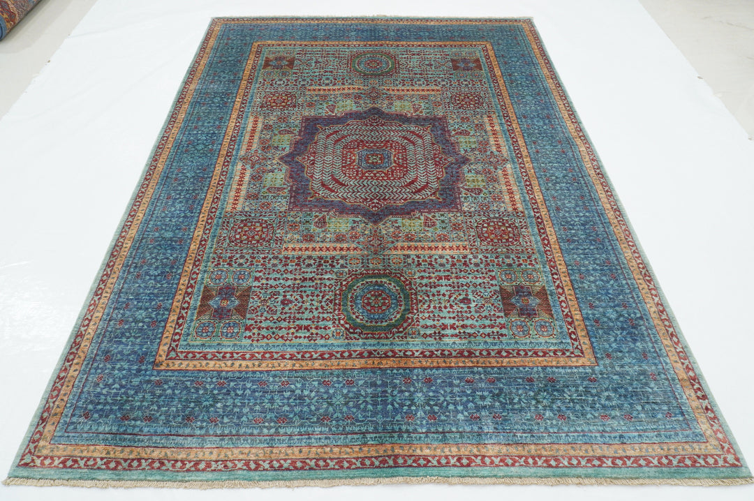 6x8 Blue Mamluk Turkish Hand Knotted Medallion Rug - Yildiz Rugs