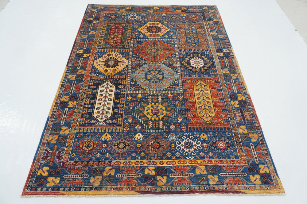 5x7 Navy Blue Baluch Afghan Hand knotted Natural dyes Rug - Yildiz Rugs