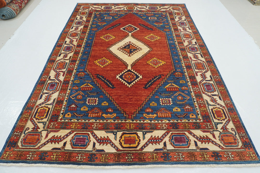 6x9 Serapi Red Afghan Hand knotted Oriental Rug
