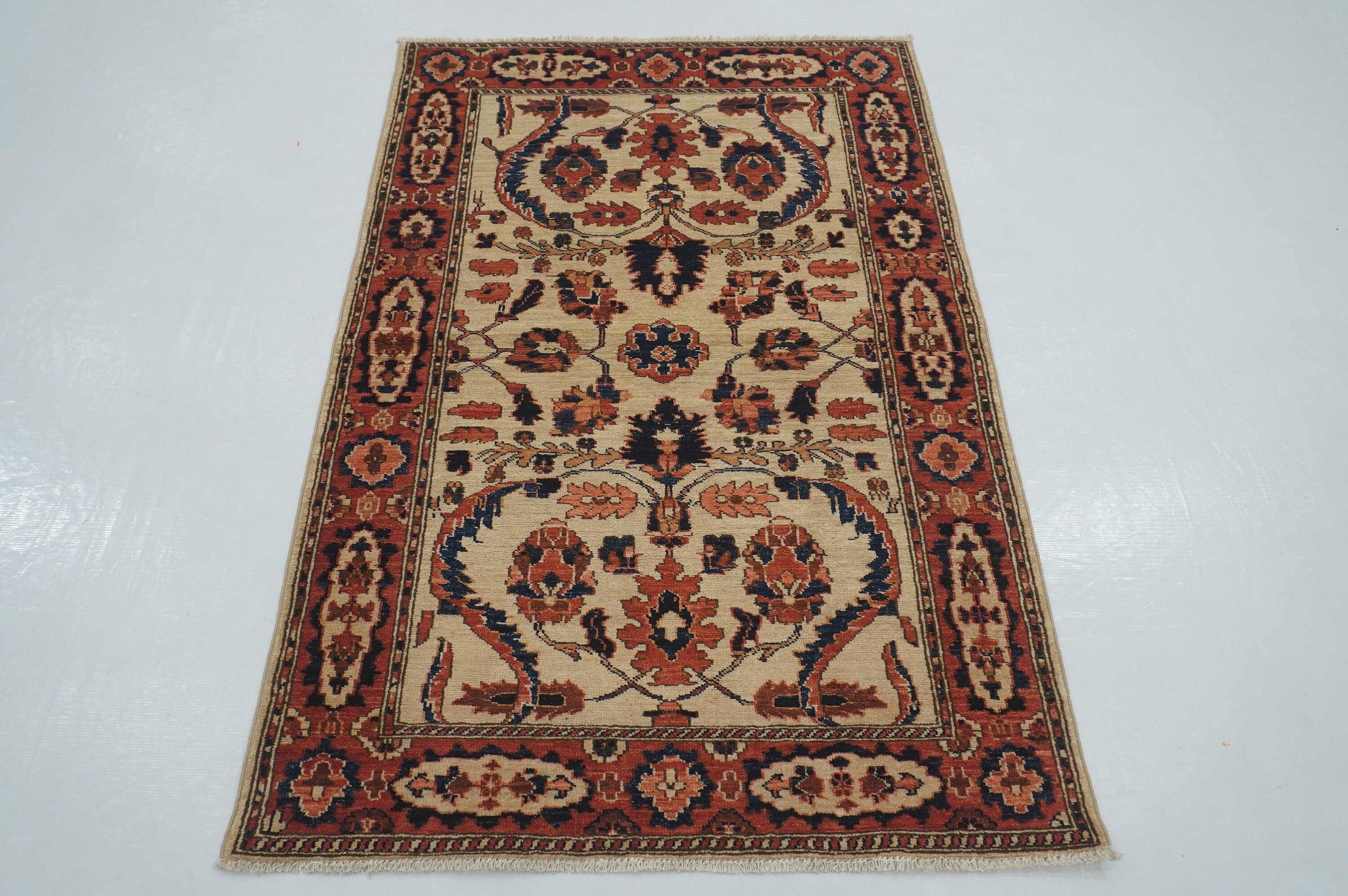 3x5 Beige Vintage Bidjar Afghan Hand knotted Wool Oriental Rug - Yildiz Rugs