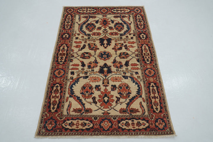 3x5 Beige Vintage Bidjar Afghan Hand knotted Wool Oriental Rug - Yildiz Rugs
