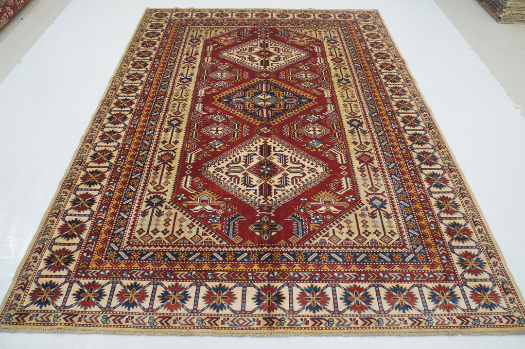 6 x 9 Red Afghan Shirvan Vintage Hand knotted Rug - Yildiz Rugs