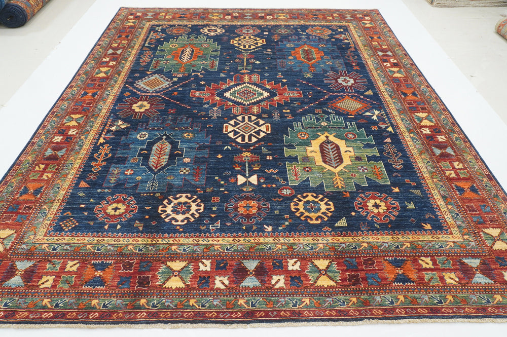 8x10 Navy Blue Baluch Tribal Samarkand Afghan Hand knotted Oriental Rug - Yildiz Rugs