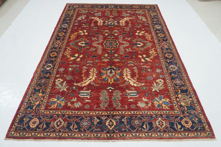 5'10" x 8'4" Red Heriz Red Afghan Hand knotted Wool Oriental Rug - Yildiz Rugs