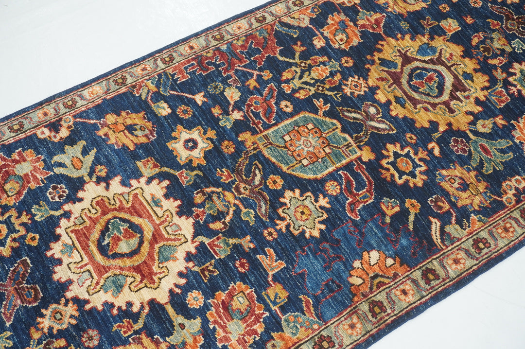 18 ft Navy Blue Bidjar Afghan Hand Knotted Oriental Long Runner Rug - Yildiz Rugs